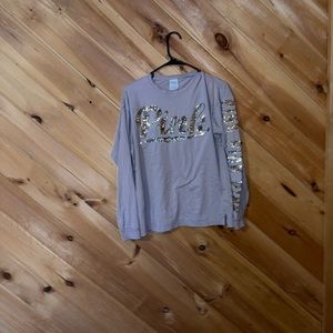 VS Pink long sleeve tan shirt